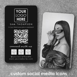 Foto Connect with US Social Media QR-Logo Visitenkarte