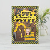 Foto Construction Birthday Party Tools und Digger Einladung (Stehend Vorderseite)