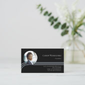 Foto Consultant Light Blue Black Business Card Visitenkarte (Stehend Vorderseite)