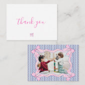 Foto-Coquette Bow Frame Danke-Karte Mitteilungskarte (Vorne/Hinten)