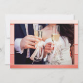 Foto Coral Pink Striping Hochzeit Danke Karte (Vorderseite)