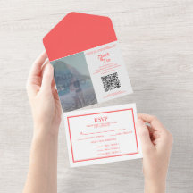 Foto Coral Wedding Einladung QR Code