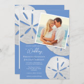 Foto Cornflower Blue Sand Dollars Tropical Einladung (Vorne/Hinten)