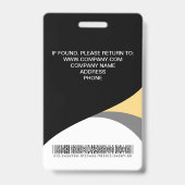 Foto Corporate Employee Barcode Black Yellow Ausweis (Rückseite)