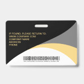 Foto Corporate Employee Barcode Black Yellow Ausweis (Rückseite)