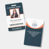 Foto Corporate Employee Barcode Blue Orange Ausweis (Vorder- & Rückseite)
