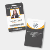 Foto Corporate Employee Barcode Gray Yellow Ausweis (Vorder- & Rückseite)