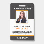 Foto Corporate Employee Barcode Gray Yellow Ausweis (Vorderseite)