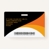 Foto Corporate Employee Barcode Orange Yellow Ausweis (Rückseite)