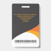 Foto Corporate Employee Barcode Orange Yellow Ausweis (Rückseite)