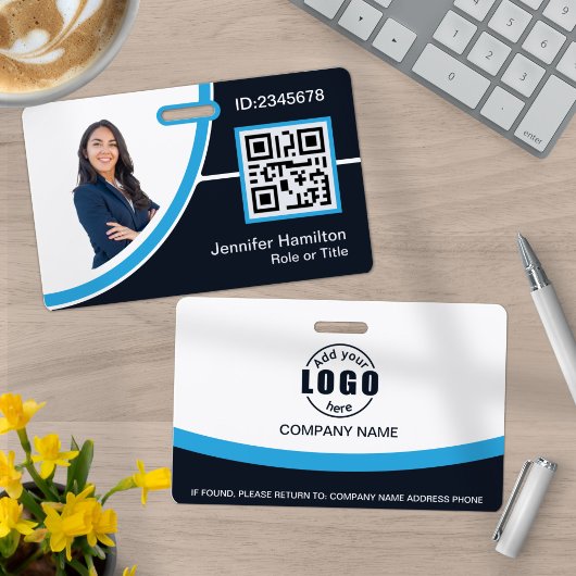 Foto Corporate Employee Name QR Code Blau Ausweis