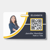 Foto Corporate Employee Name QR Code Gelb Ausweis (Vorderseite)