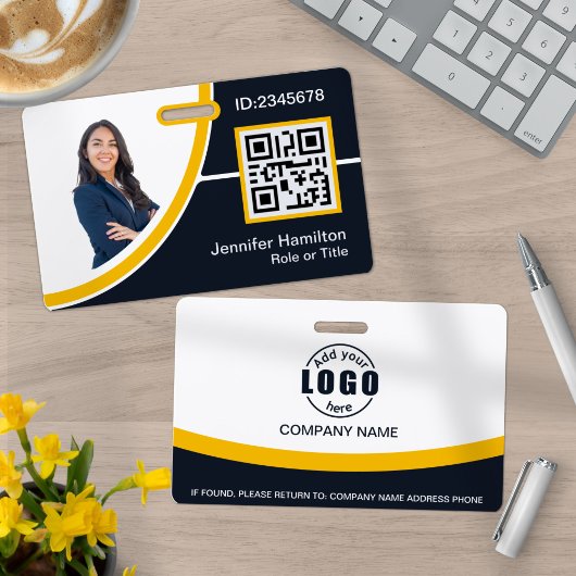 Foto Corporate Employee Name QR Code Gelb Ausweis