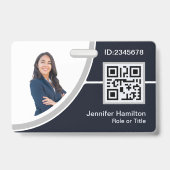 Foto Corporate Employee Name QR Code grau Ausweis (Vorderseite)