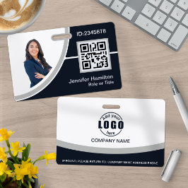 Foto Corporate Employee Name QR Code grau Ausweis