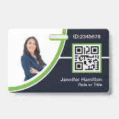 Foto Corporate Employee Name QR Code Grün Ausweis (Vorderseite)