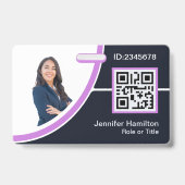 Foto Corporate Employee Name QR Code Lila Ausweis (Vorderseite)
