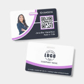 Foto Corporate Employee Name QR Code Lila Ausweis (Vorder- & Rückseite)