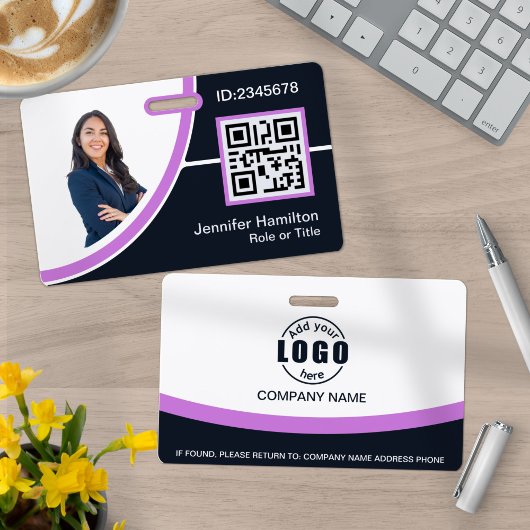 Foto Corporate Employee Name QR Code Lila Ausweis