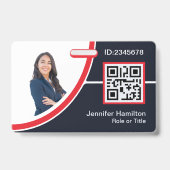 Foto Corporate Employee Name QR Code Red Ausweis (Vorderseite)