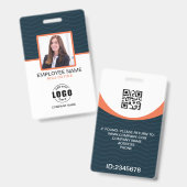 Foto Corporate Employee QR Code Blue Orange Ausweis (Vorder- & Rückseite)