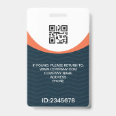 Foto Corporate Employee QR Code Blue Orange Ausweis (Rückseite)