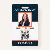Foto Corporate Employee QR Code Blue Orange Ausweis (Vorderseite)