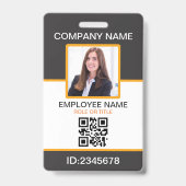 Foto Corporate Employee QR Code Grau gelb Ausweis (Vorderseite)