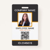 Foto Corporate Employee QR Code Grau gelb Ausweis (Vorderseite)