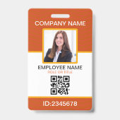 Foto Corporate Employee QR Code Orange Yellow Ausweis (Vorderseite)