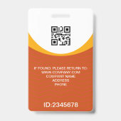 Foto Corporate Employee QR Code Orange Yellow Ausweis (Rückseite)