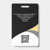 Foto Corporate Employee QR Code Schwarz Gelb Ausweis (Rückseite)