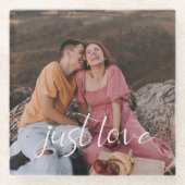 Foto Couple Just Liebe Script Glasuntersetzer (Vorderseite)
