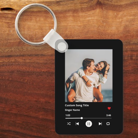 Foto Couple Personalisiert Favorite Song Schlüsselanhänger (Vorderseite)