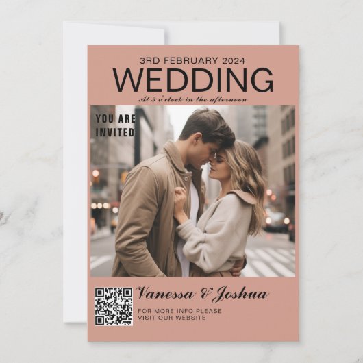 Foto Cover Magazin QR Code Hochzeit Einladung (Vorderseite)
