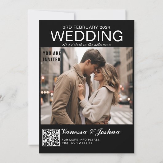 Foto Cover Magazin QR Code Hochzeit Einladung (Vorderseite)