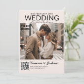 Foto Cover Magazin QR Code Hochzeit Einladung (Stehend Vorderseite)
