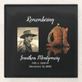 Foto-, Cowboy-Hut- und Seilgedanken Glasuntersetzer (Vorderseite)