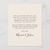 Foto Creme Wedding mit Budget Dankeschön Karte (Rückseite)