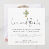 Foto Cross Taufe Christening Liebe Dank Mitteilungskarte (Vorne/Hinten)