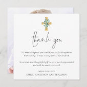 Foto Cross Taufe Christening Vielen Dank Mitteilungskarte (Vorne/Hinten)