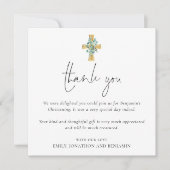 Foto Cross Taufe Christening Vielen Dank Mitteilungskarte (Vorderseite)