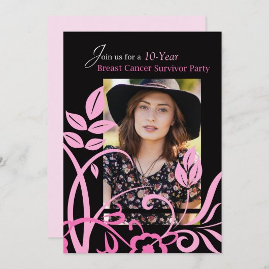 Foto Custimizable 10 Jahre Einladung Brustkrebs (Vorne/Hinten)