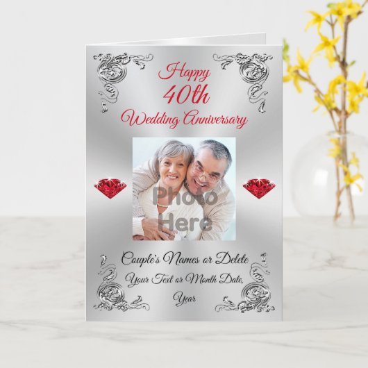 Foto Custom 40th Ruby Wedding Anniversary Cards Karte (Gelbe Blume)
