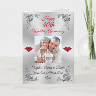 Foto Custom 40th Ruby Wedding Anniversary Cards Karte