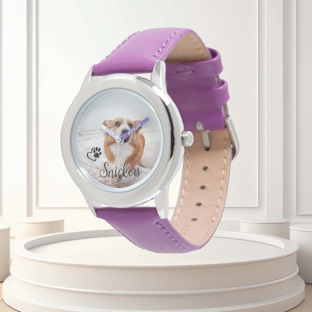 Foto Custom Dog Cat Pet Name Monogramm Armbanduhr (Von Creator hochgeladen)