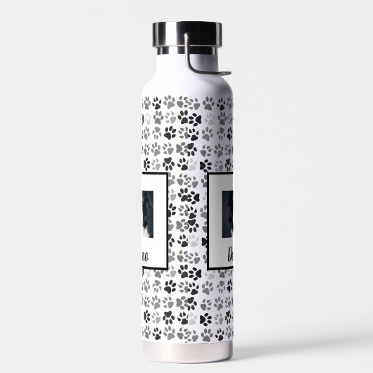 Foto Custom Dog Pet Name Monogram Paws Trinkflasche (Links)