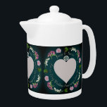Foto Custom Floral Heart Hochzeit Jahrestag<br><div class="desc">Eine schöne und einfache Blume für sie,  die genau sagt,  was du will,  sie auf einem fabelhaft gedruckten Porzellanpfosten zu ehren? Dann ist vielleicht meine originale Blumenlilie des Tales,  Fresia,  Rose und Edelsteingrafik mit Ihrem wunderschönen Foto genau das Richtige!</div>