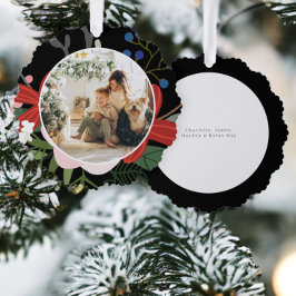 Foto Custom Personalisiert Weihnachten Winter Blum Ornament Karte