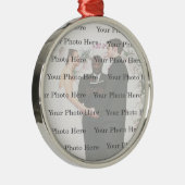 Foto Custom Round Silver Wedding Ornament Aus Metall (Rechts)